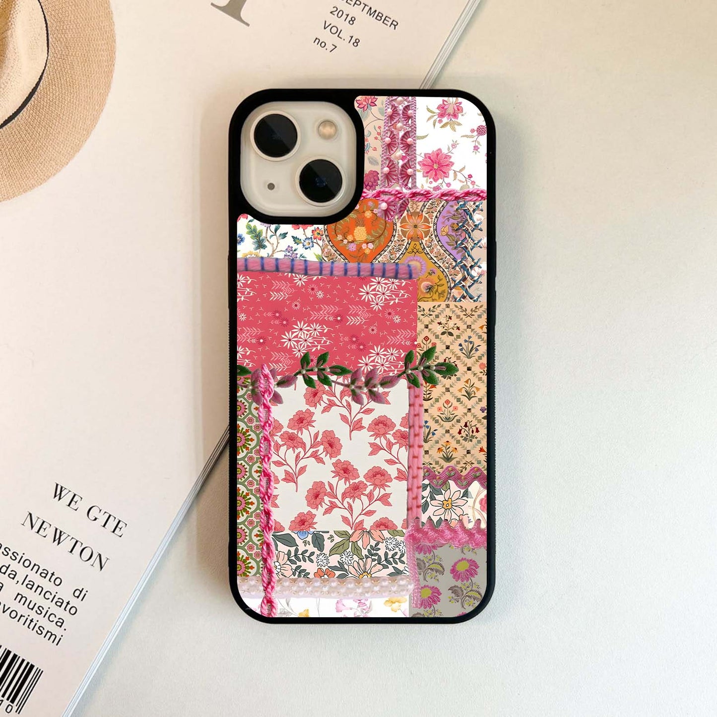 Vintage Textile Scrapbook Glass Case