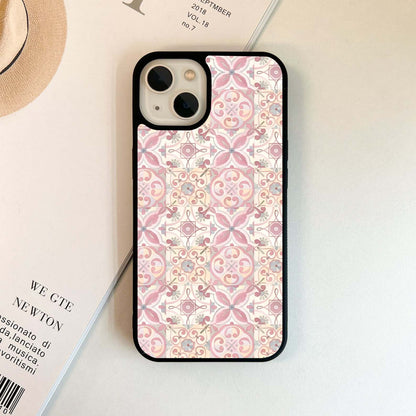 Soft pastel Cream Pattern Glass Case