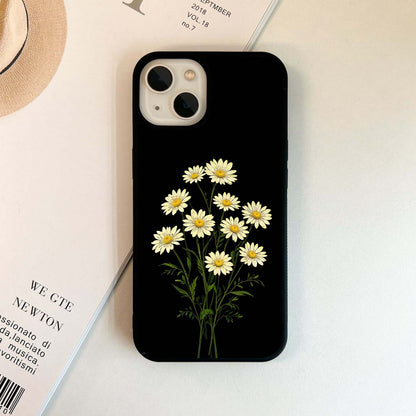 Yellow Daisies on Black Glass Case