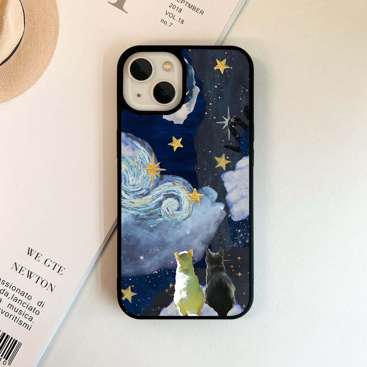 Two cats Vangogh Glass Case