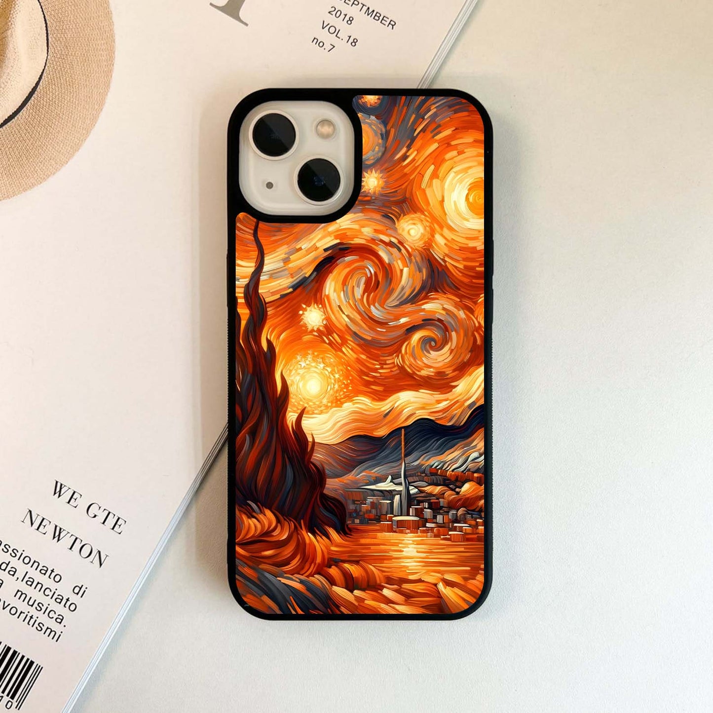 Orange Groovy Vangogh Glass Case