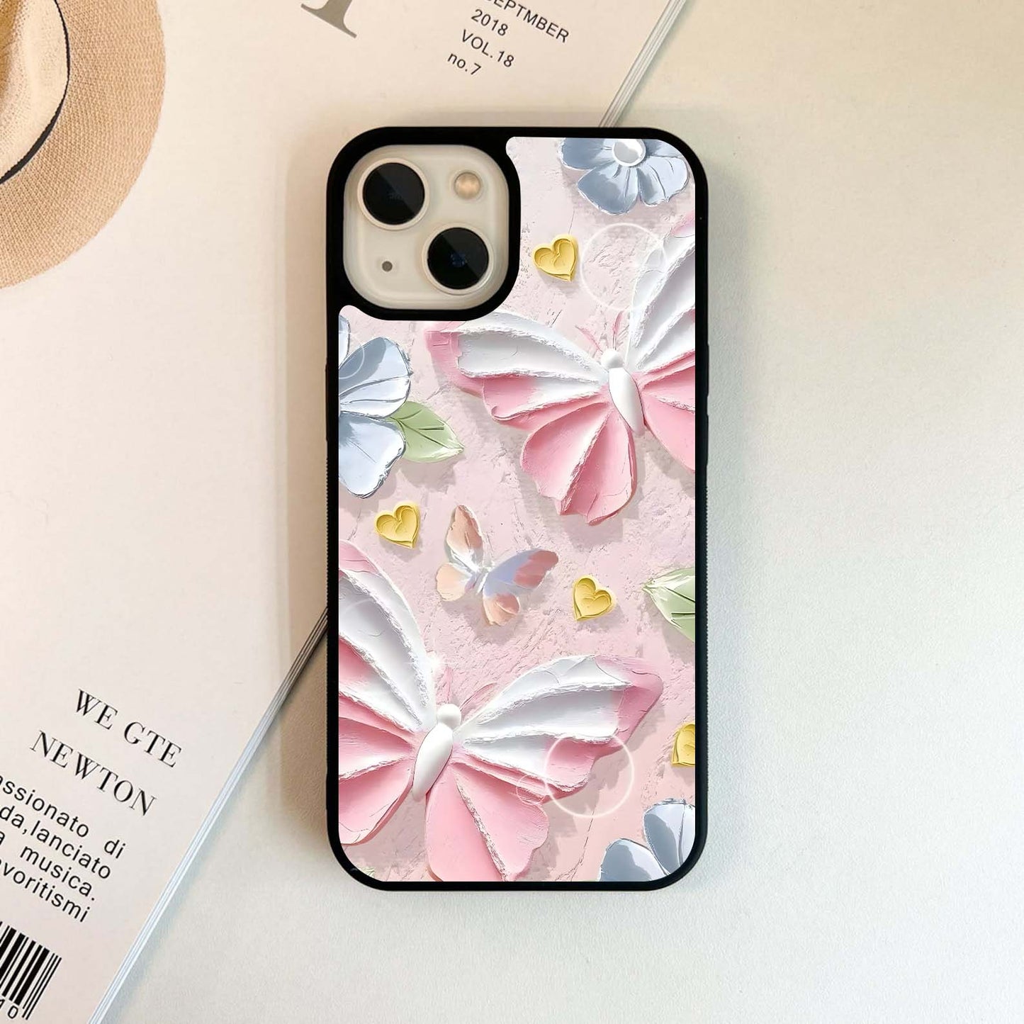 Walls Butterflies Pink Glass Case