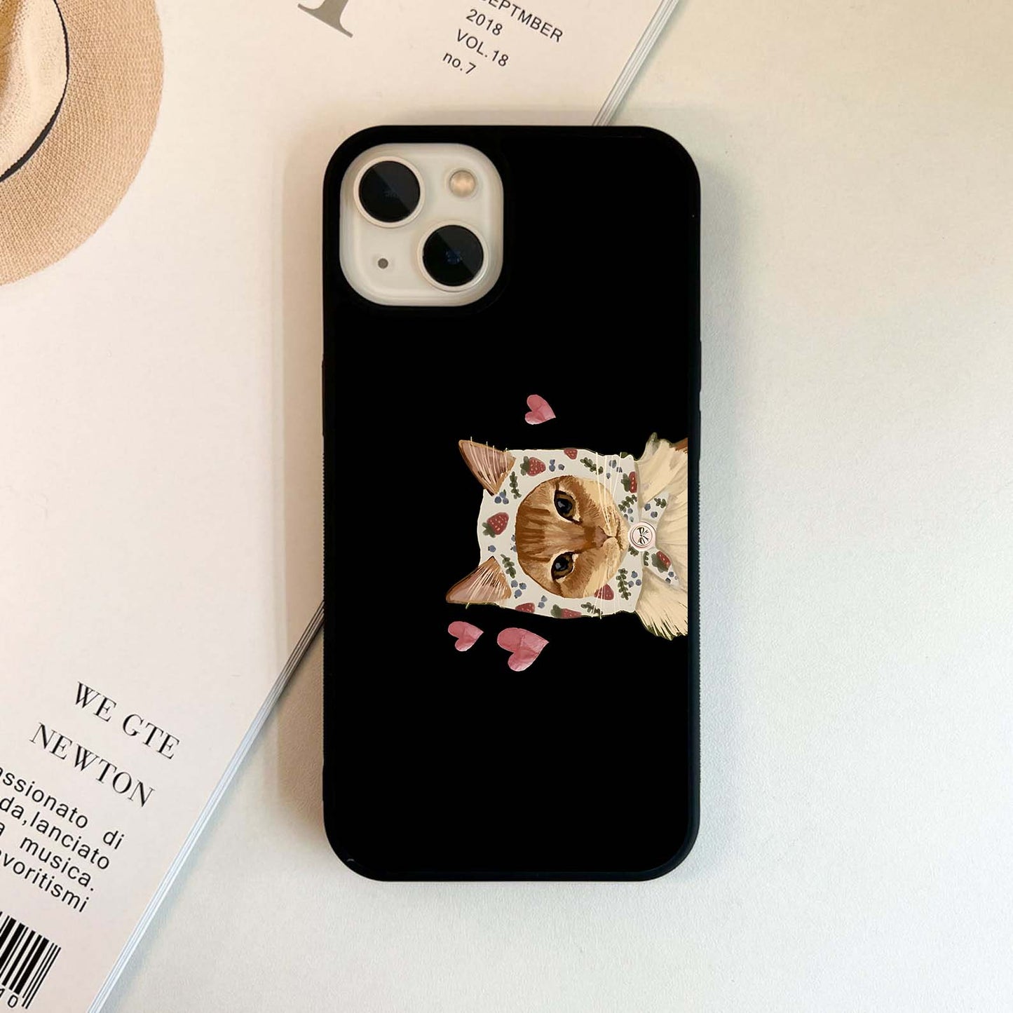 Strawberry Cat Love Glass Case