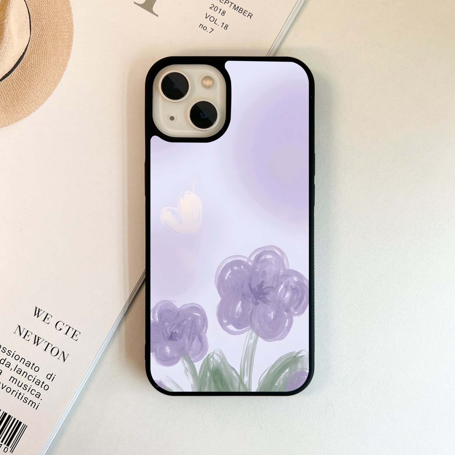 Whimsical Lilac Flower Glass Case