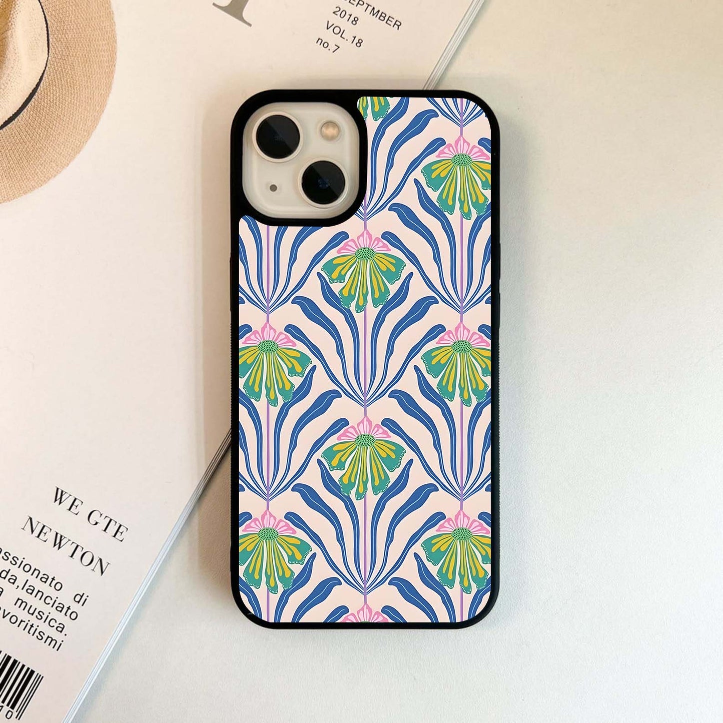 Bold Blue Botanical Glass Case