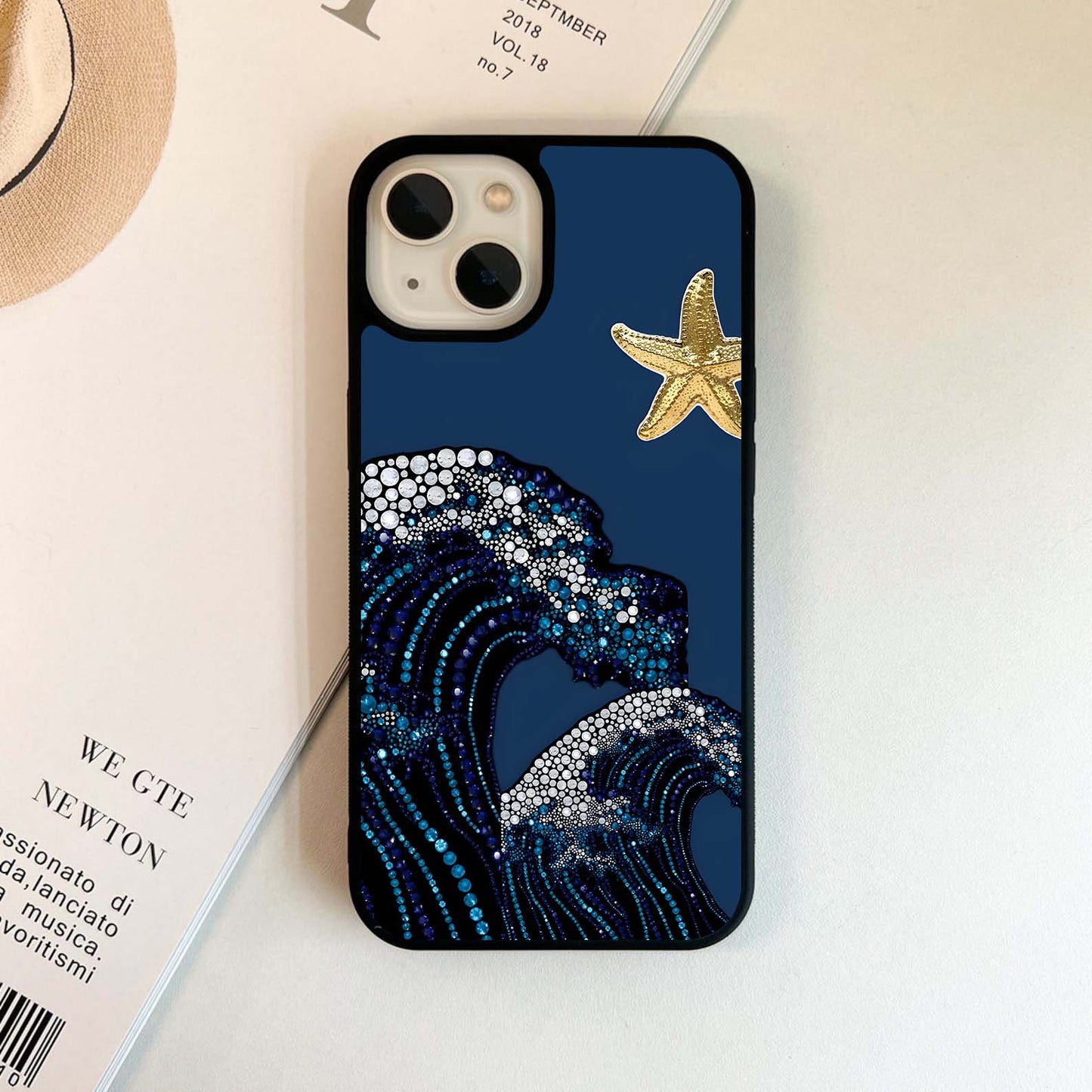 Blue jeweled with starfish Glass Case