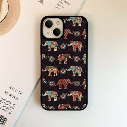 Mural Elephant Pattern Glass Case