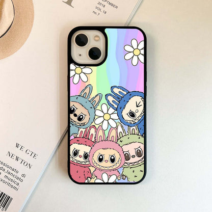Retro Labubu Pattern Glass Case
