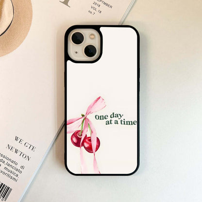 Ribbon Cherry & Quote Glass Case