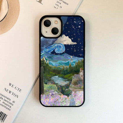 Whimsical Night house Glass Case