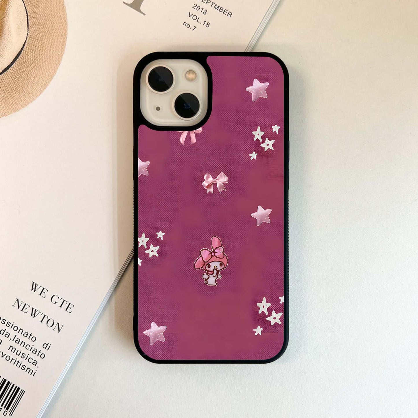 Melody on Pink Sparkle Glass Case