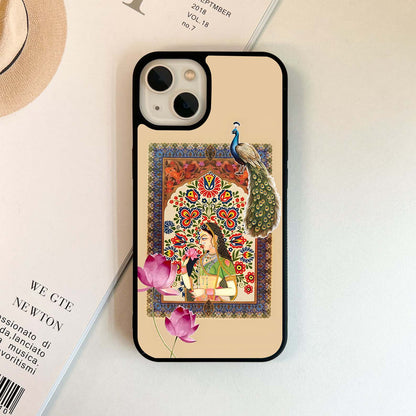 Mughal Princess & Peacock Glass Case