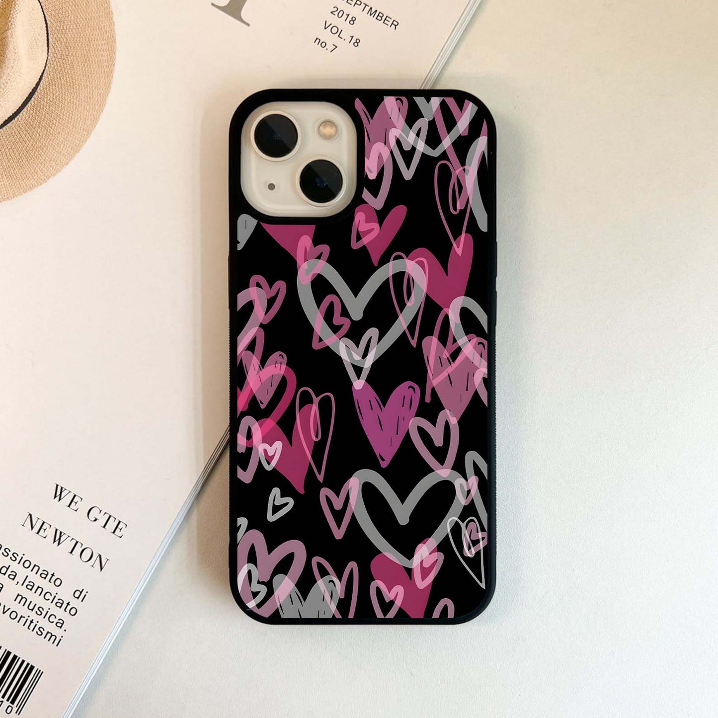 Sketchy Heart Collage Glass Case