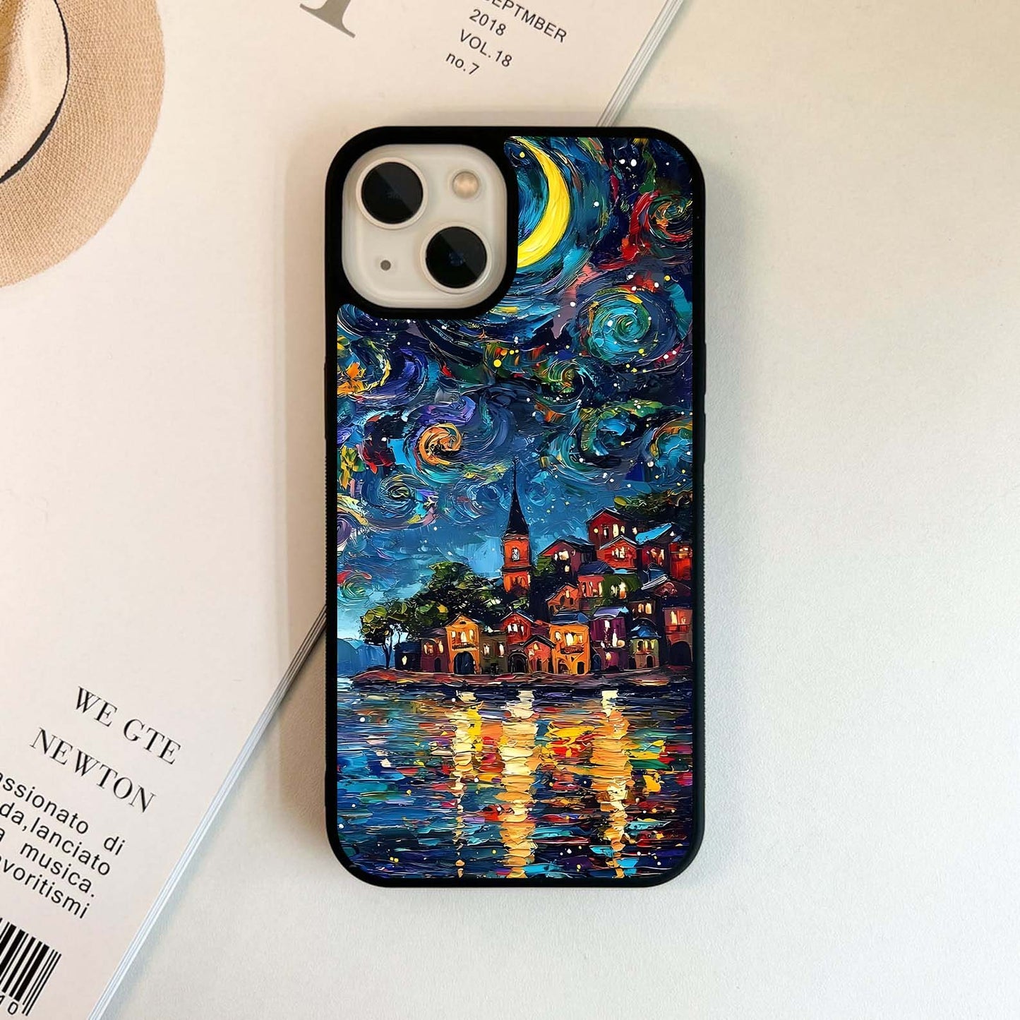 Moonlit Village Glass Case