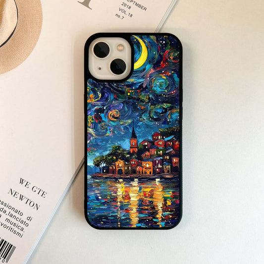 Moonlit Village Glass Case