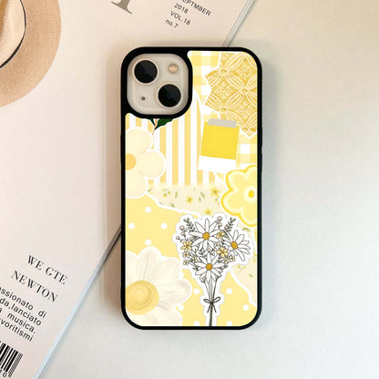 Aesthetic Yellow Floral Glass Case