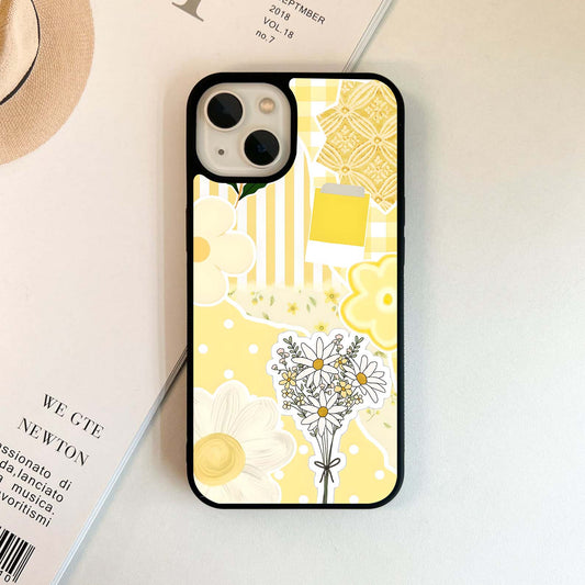 Aesthetic Yellow Floral Glass Case
