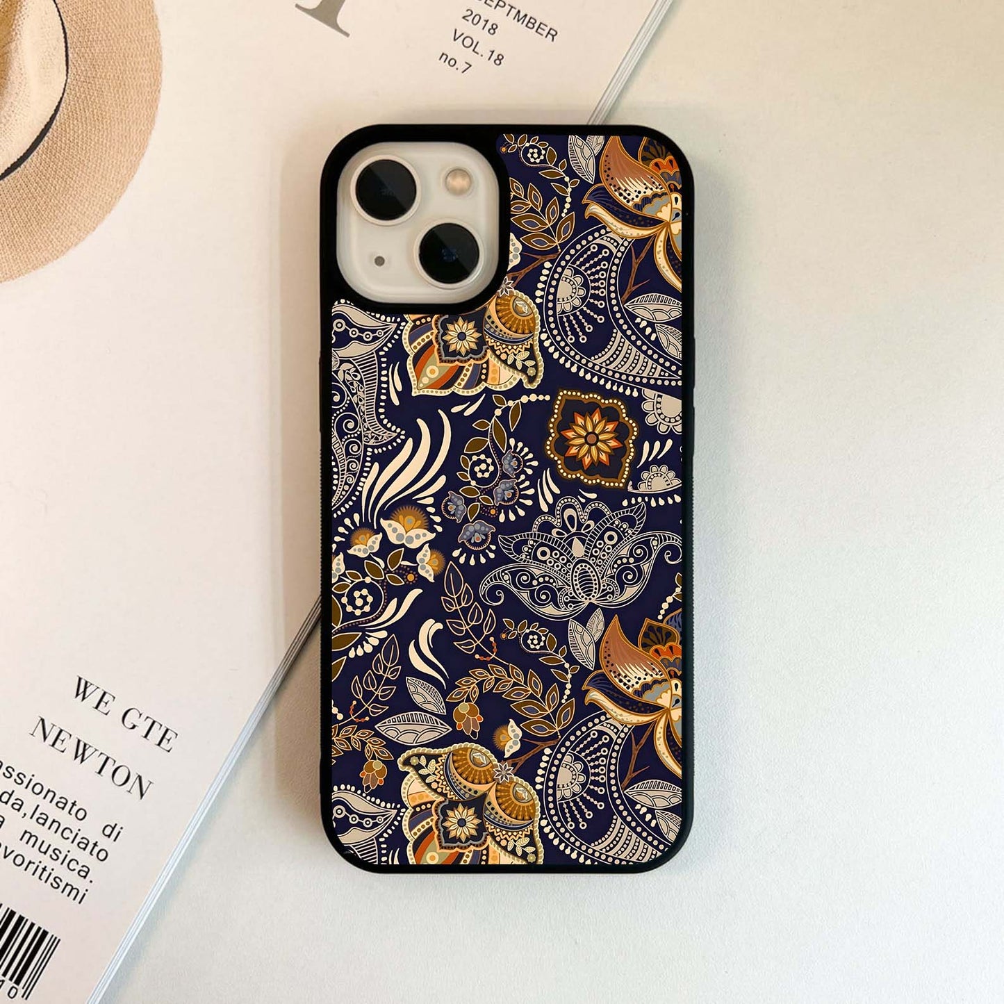 Gold Floral Pattern Glass Case