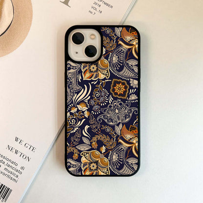 Gold Floral Pattern Glass Case