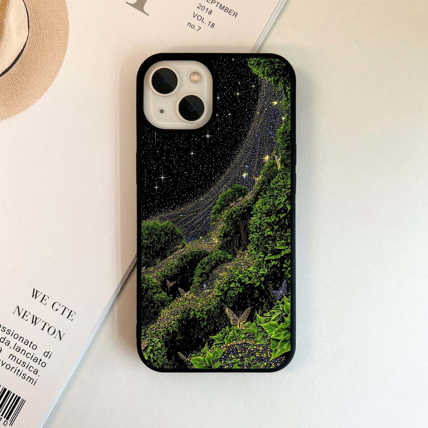 Starry Greenery Wallpaper Glass Case