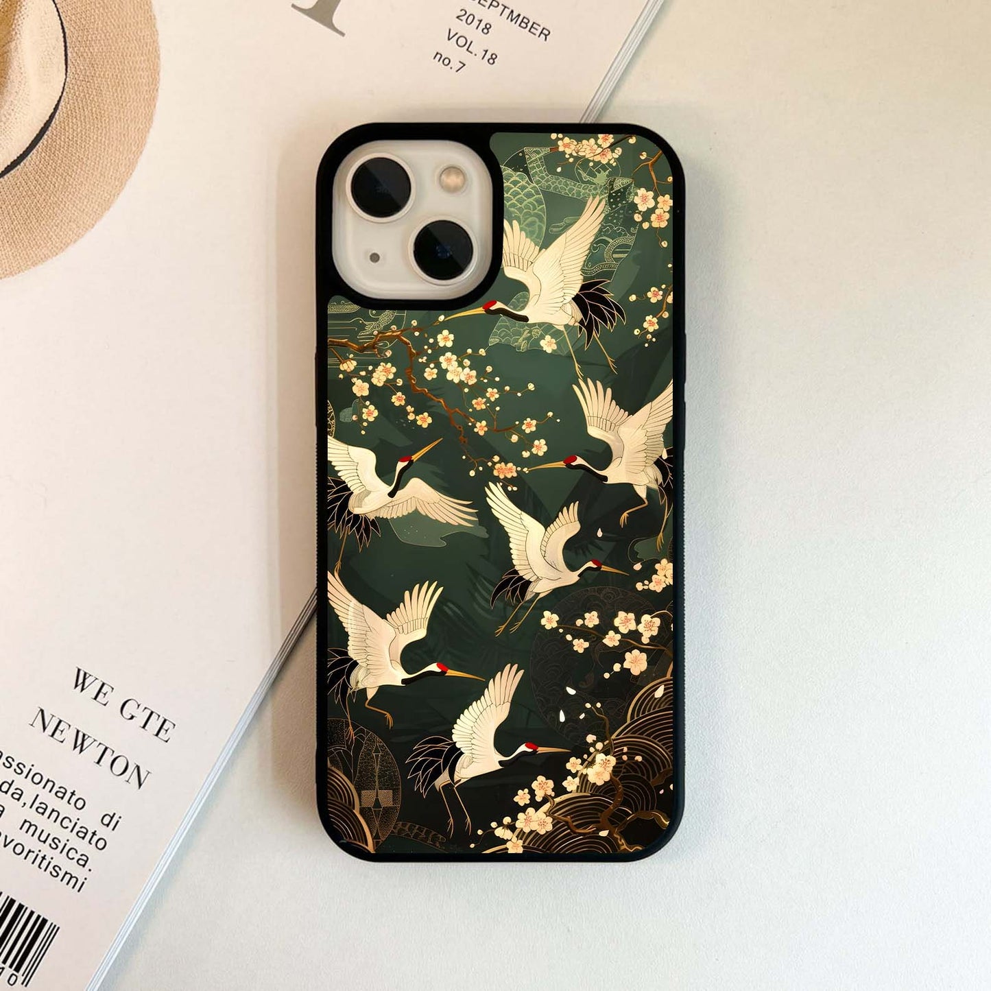 Happy Cranes Pattern Glass Case