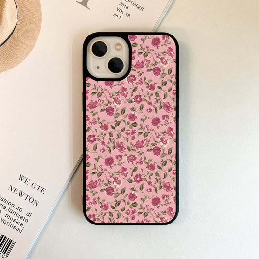 Charming Pink Floral Glass Case