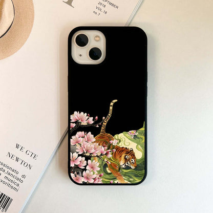Tiger with sakura bloom Glass Case