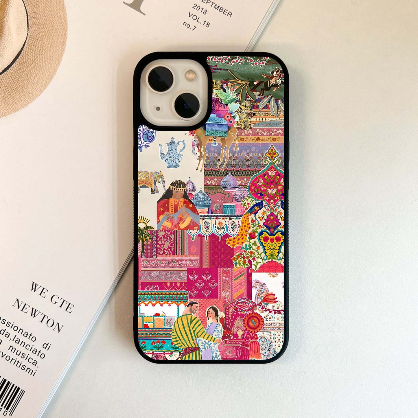 Cultural Tapestry Collage Glass Case