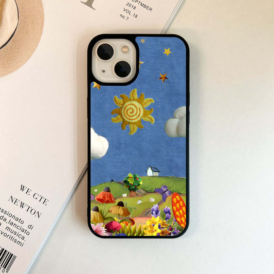 Embroidery Scenery Glass Case