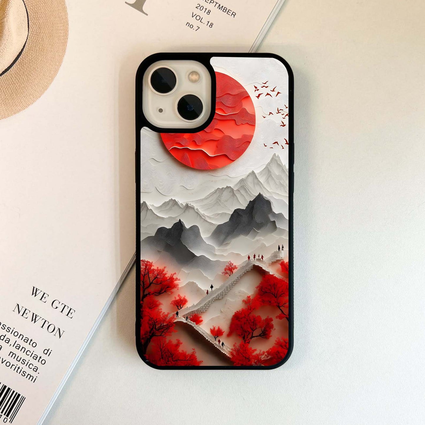 Red Sun Japan Style Glass Case