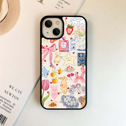 Aesthetic Bow & Bunny Stars Glass Case