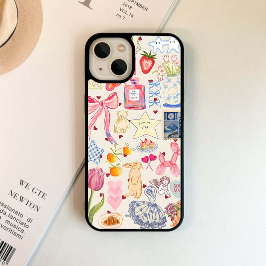 Aesthetic Bow & Bunny Stars Glass Case