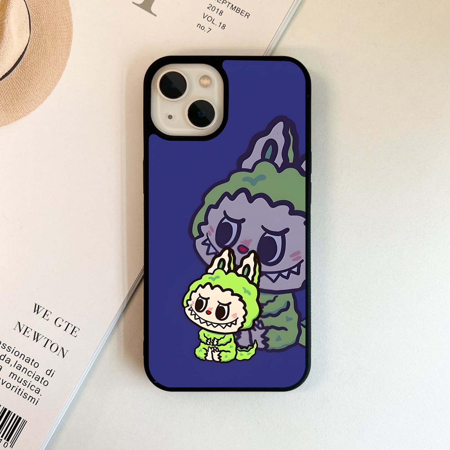 Green Labubu Sticker Glass Case