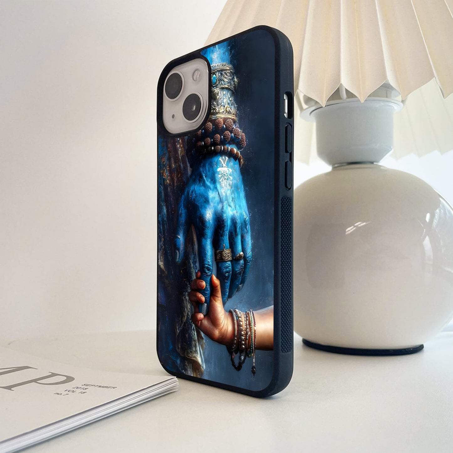Shiva Hand Scene Glass Case