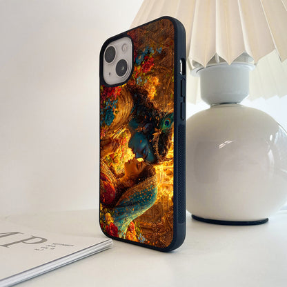 Radha Krishna Floral Love Glass Case