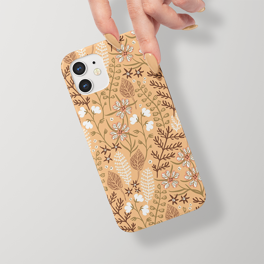 Multiple Flowers- Yellow Slim Case Cover With Same Design Holder