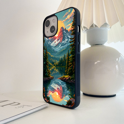 Bright Mountain Lake Glass Case