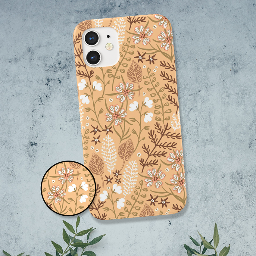 Multiple Flowers- Yellow Slim Case Cover With Same Design Holder