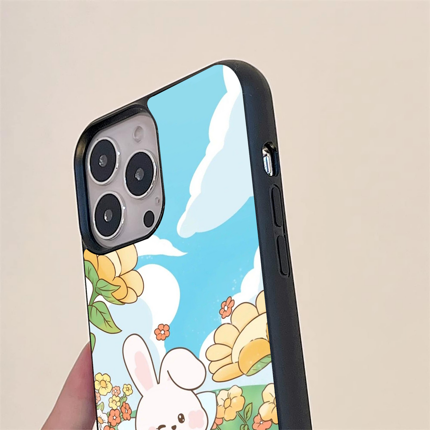 Cute Lovely Bunny Scenery Glass Case