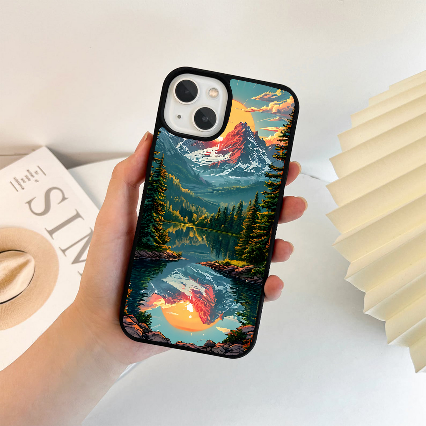 Bright Mountain Lake Glass Case