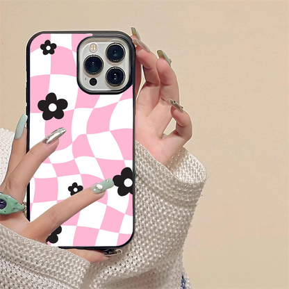 Checker With Flower Glass Case