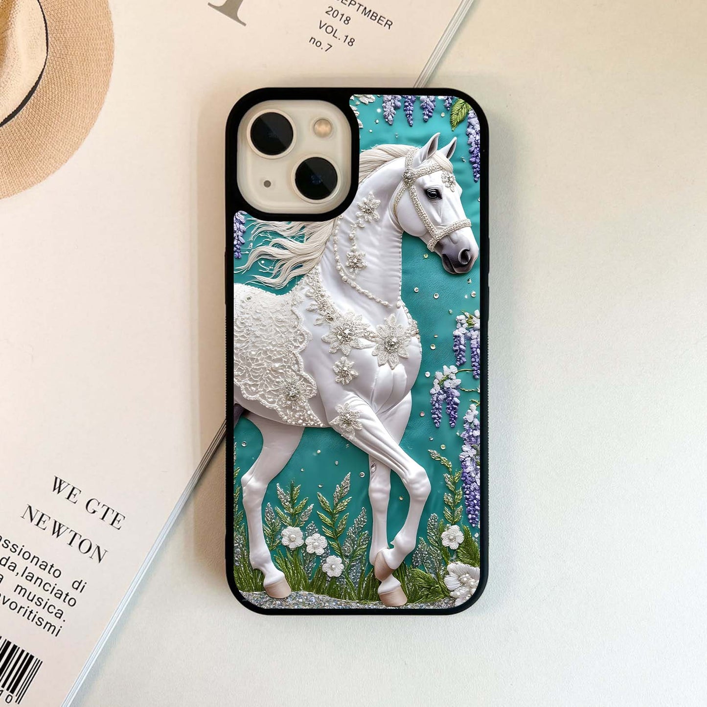 Majestic Floral Stallion Glass Case