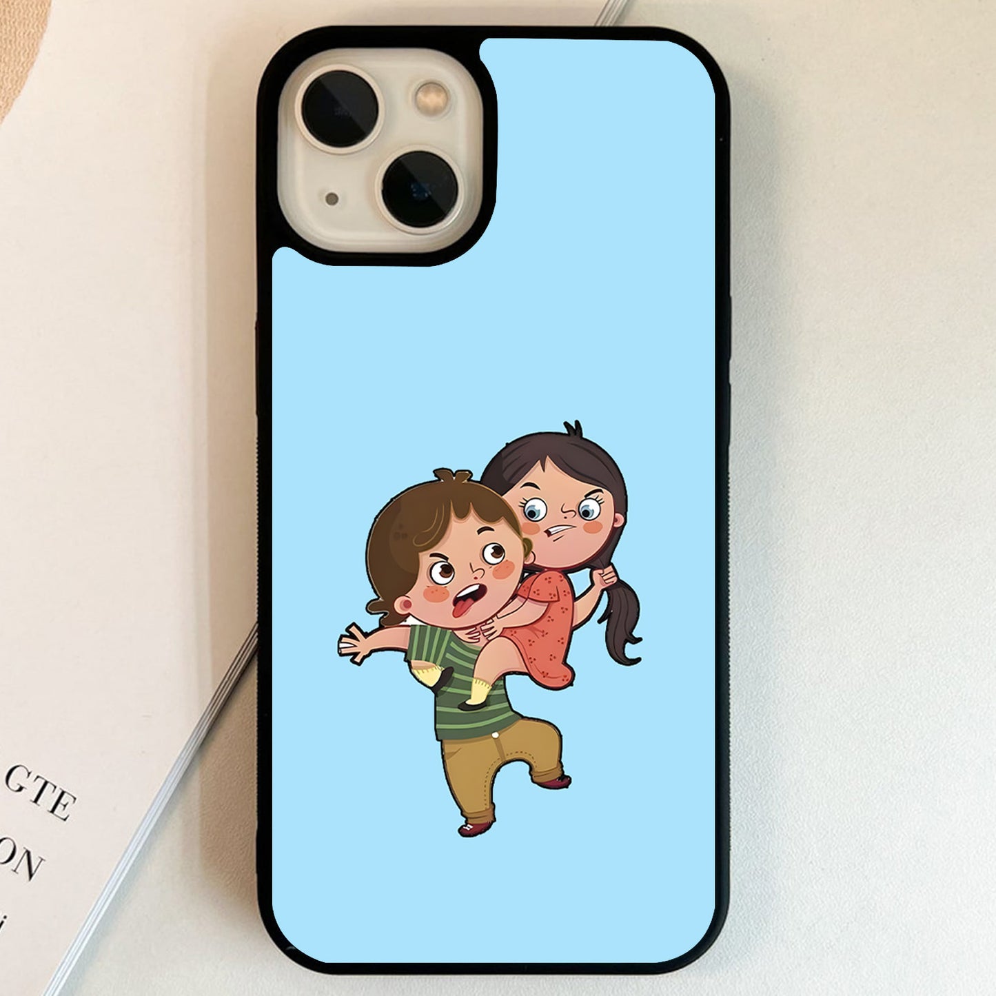 Naughty Sibling Trouble Glass Case