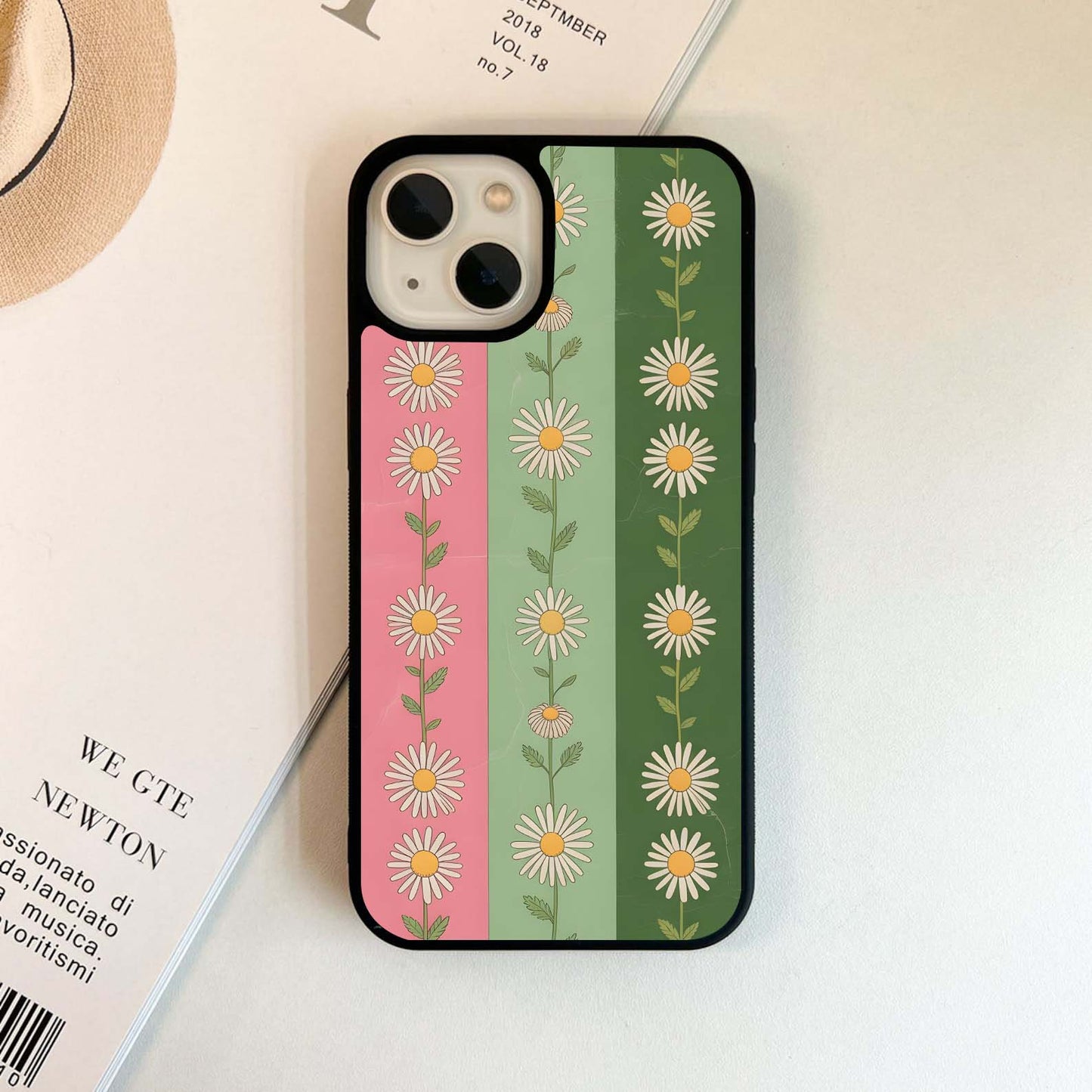 Daisy Stripes Glass Case