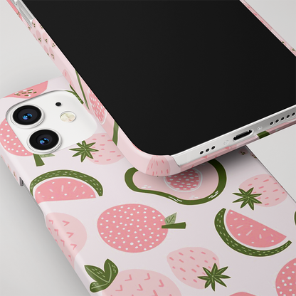 Pink Avocado & Fruits Slim Case Cover With Same Design Holder