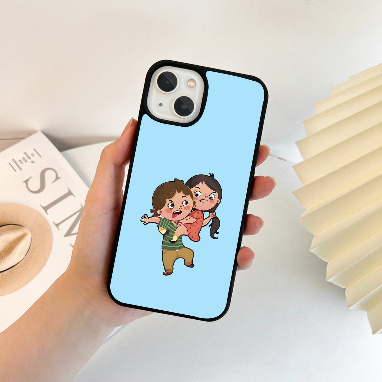 Naughty Sibling Trouble Glass Case
