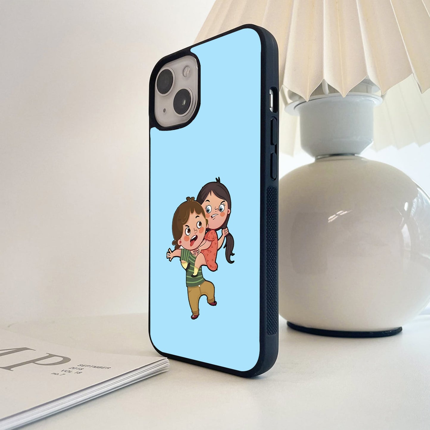 Naughty Sibling Trouble Glass Case