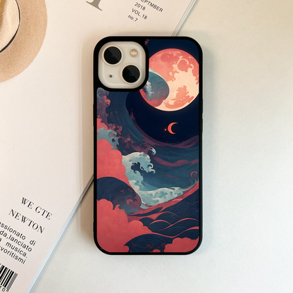 Waves And Moon Shade Glass Case