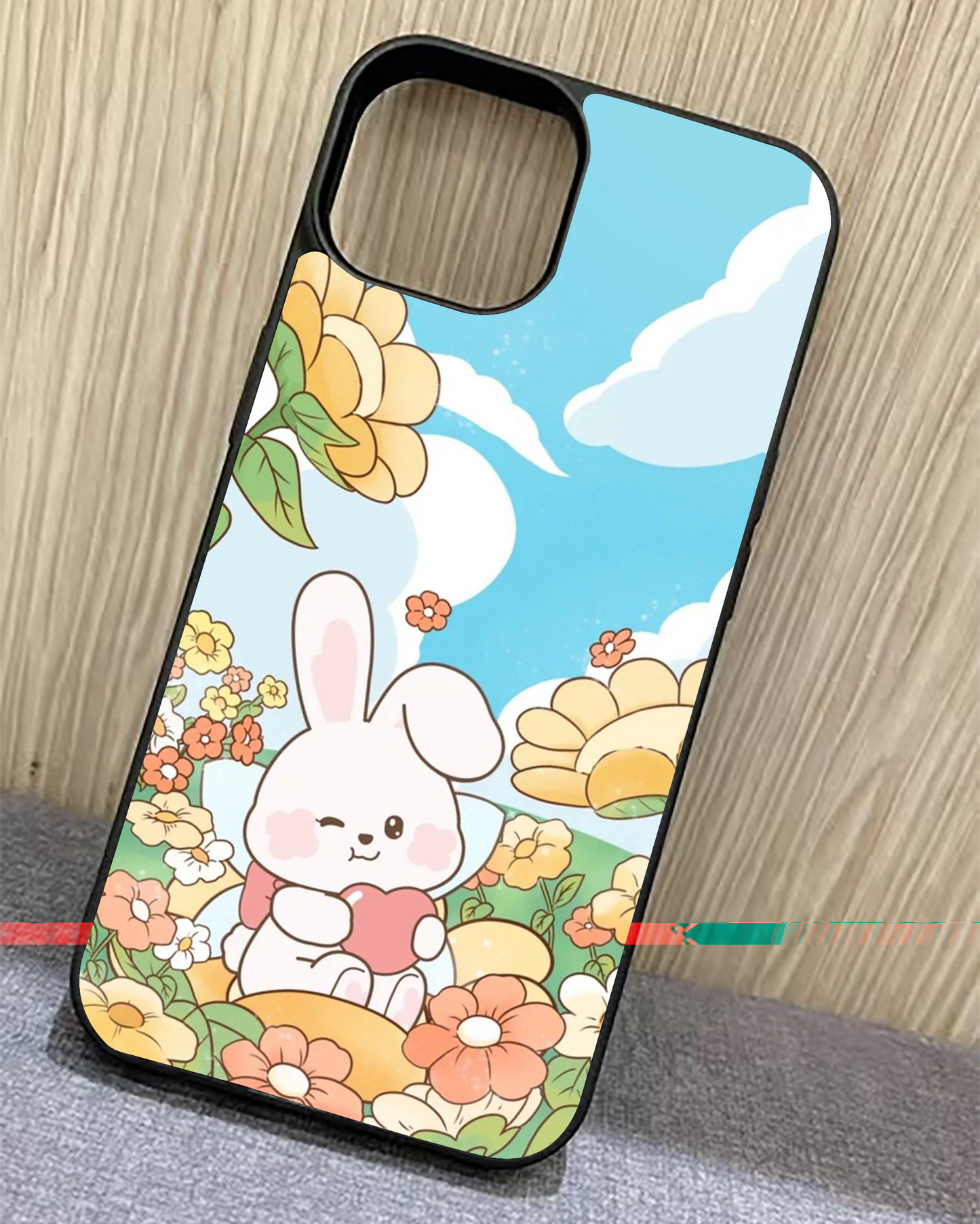 Cute Lovely Bunny Scenery Glass Case