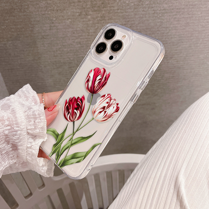 Red Tulip Flower Clear Silicon Case Cover